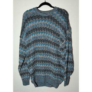 Vintage Tundra Canada Sweater Coogi Style Y2K Knit  Blue & Gray Sz L